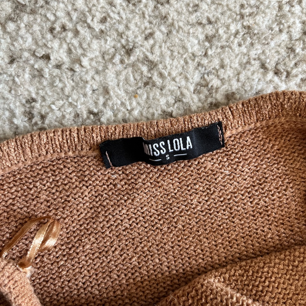 Miss Lola Tan Knit Cut-out Maxi Dress - Picture 5 of 6